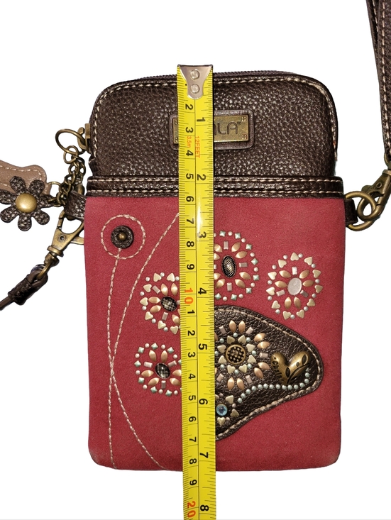 Chala Paw Print Cell Phone Crossbody Bag Maroon/Burgundy - EUC - Picture 8 of 11